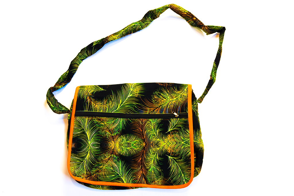 Messenger Bag - Palms - Orange Lining