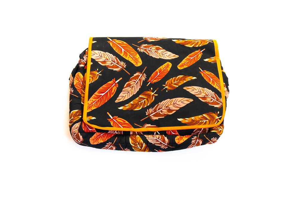 Messenger Bag - Garden Leaves - Wide, Orange Lining